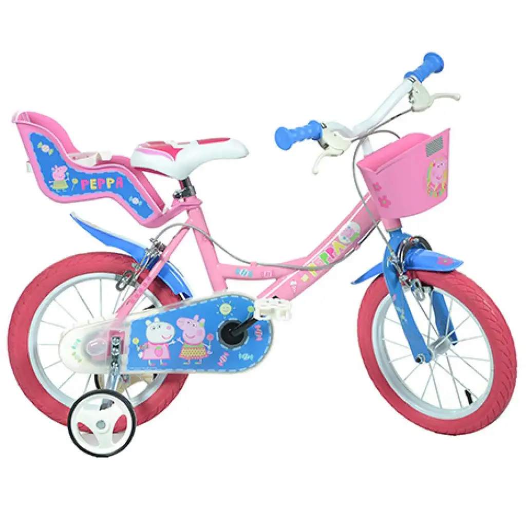imagen de Bicicleta infantil rosa Peppa Pig tamaño 14 - bicicleta Dino Bikes 1