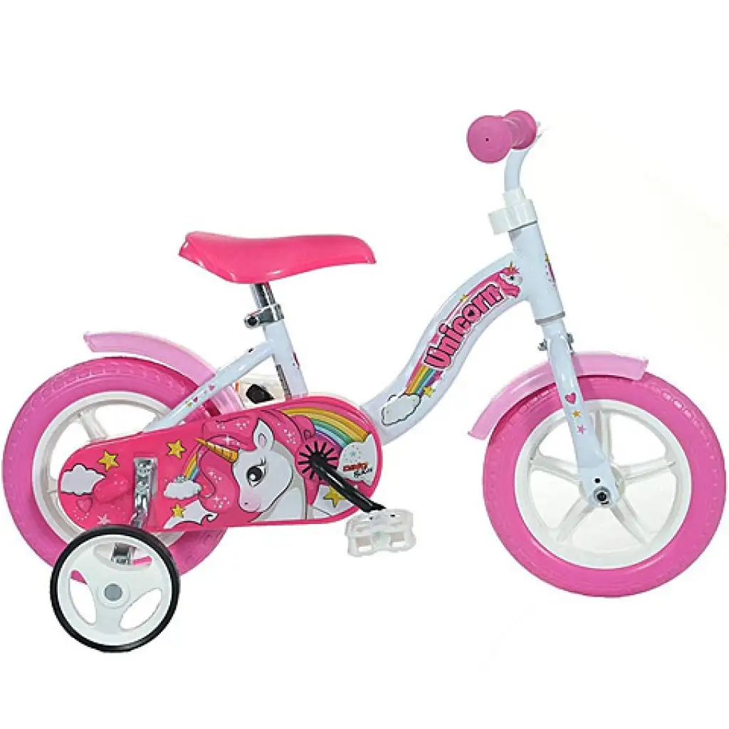 imagen de Bicicleta infantil unicornio rosa-blanco tamaño 10 - bicicleta Dino bikes 1