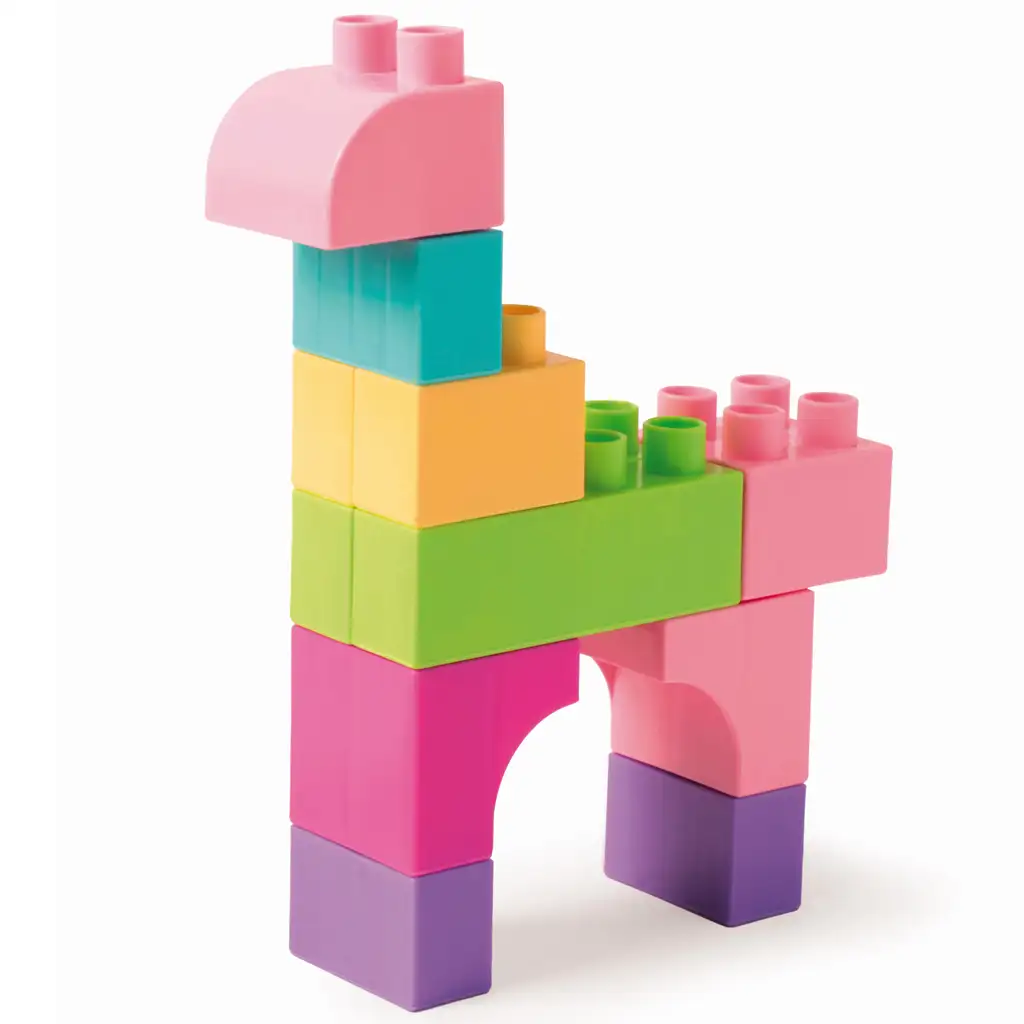 imagen de Bloques para Niños elementos de construcción en colores pastel set de 50 piezas - Wader 2