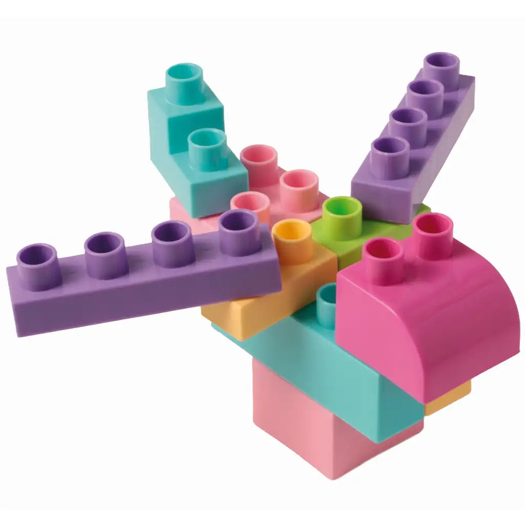 imagen de Bloques para Niños elementos de construcción en colores pastel set de 50 piezas - Wader 3