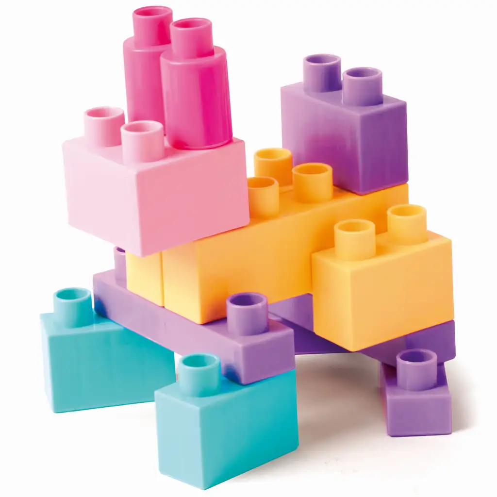 imagen de Bloques para Niños elementos de construcción en colores pastel set de 50 piezas - Wader 4