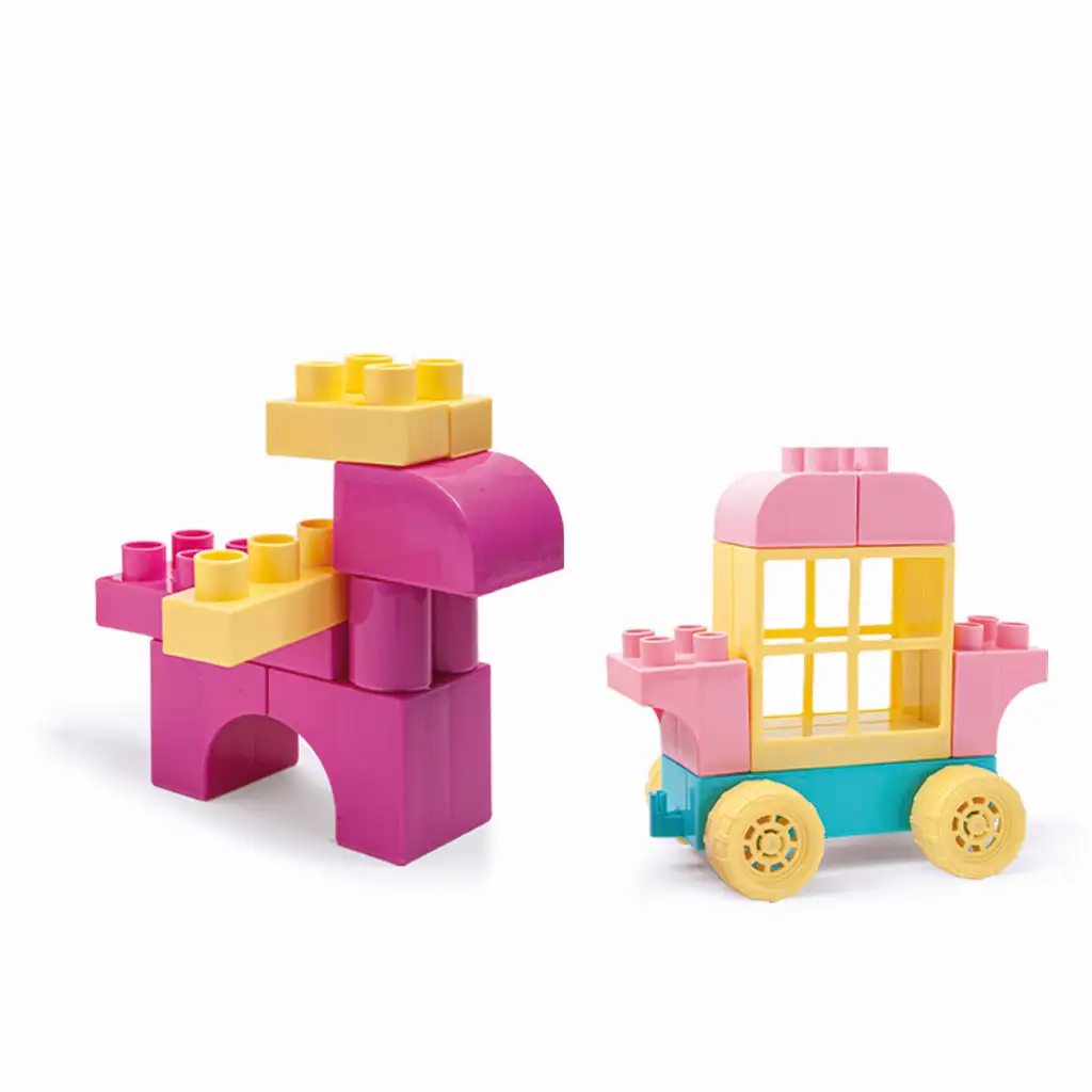 imagen de Bloques para Niños elementos de construcción en colores pastel set de 50 piezas - Wader 5