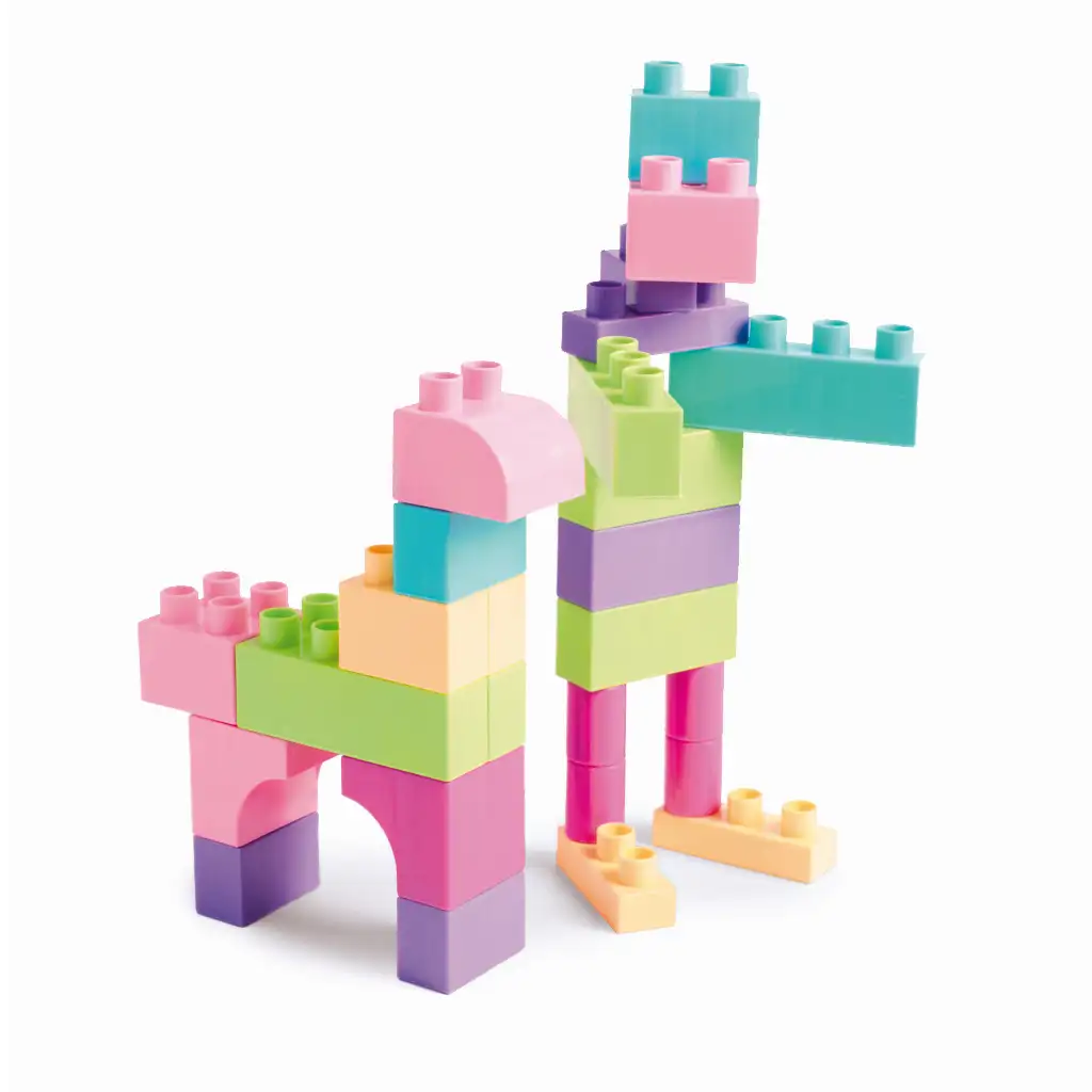 imagen de Bloques para Niños elementos de construcción en colores pastel set de 50 piezas - Wader 6