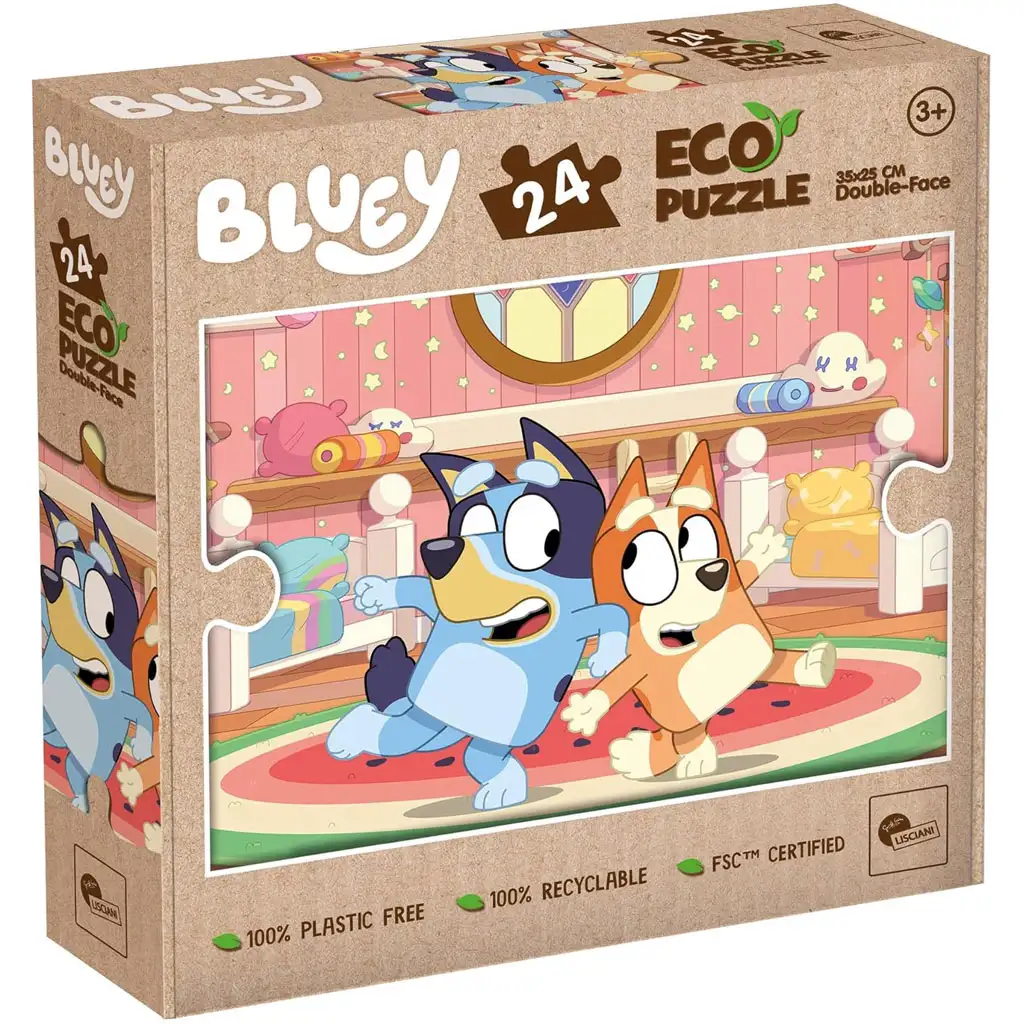 imagen de Bluey 2 en 1 24 piezas Eco mini rompecabezas y colorear 35x25cm - Lisciani 1