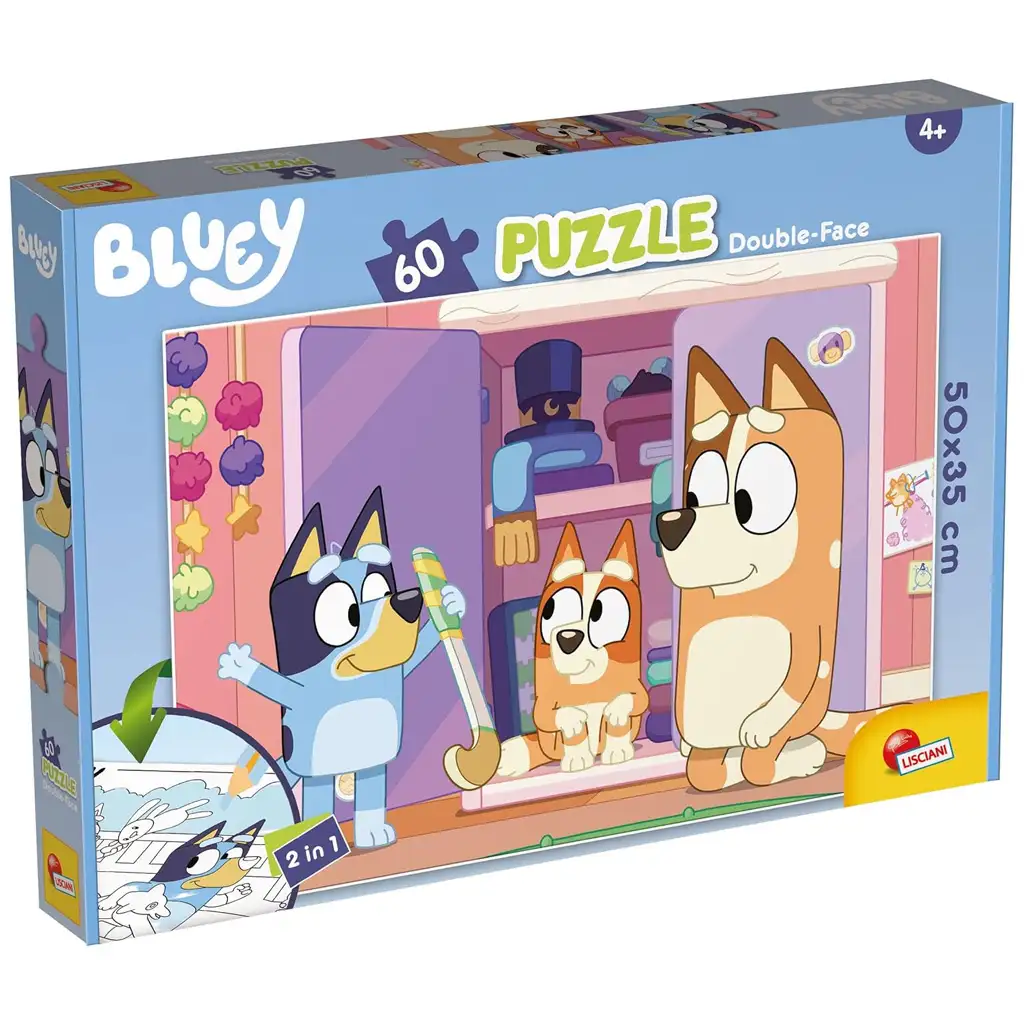 imagen de Bluey 2 en 1 60 piezas rompecabezas y libro para colorear 50x35cm - Lisciani 1