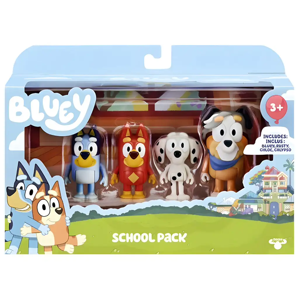 imagen de Bluey: Bluey y sus amigos en la escuela set de figuras de juego de 4 piezas 1