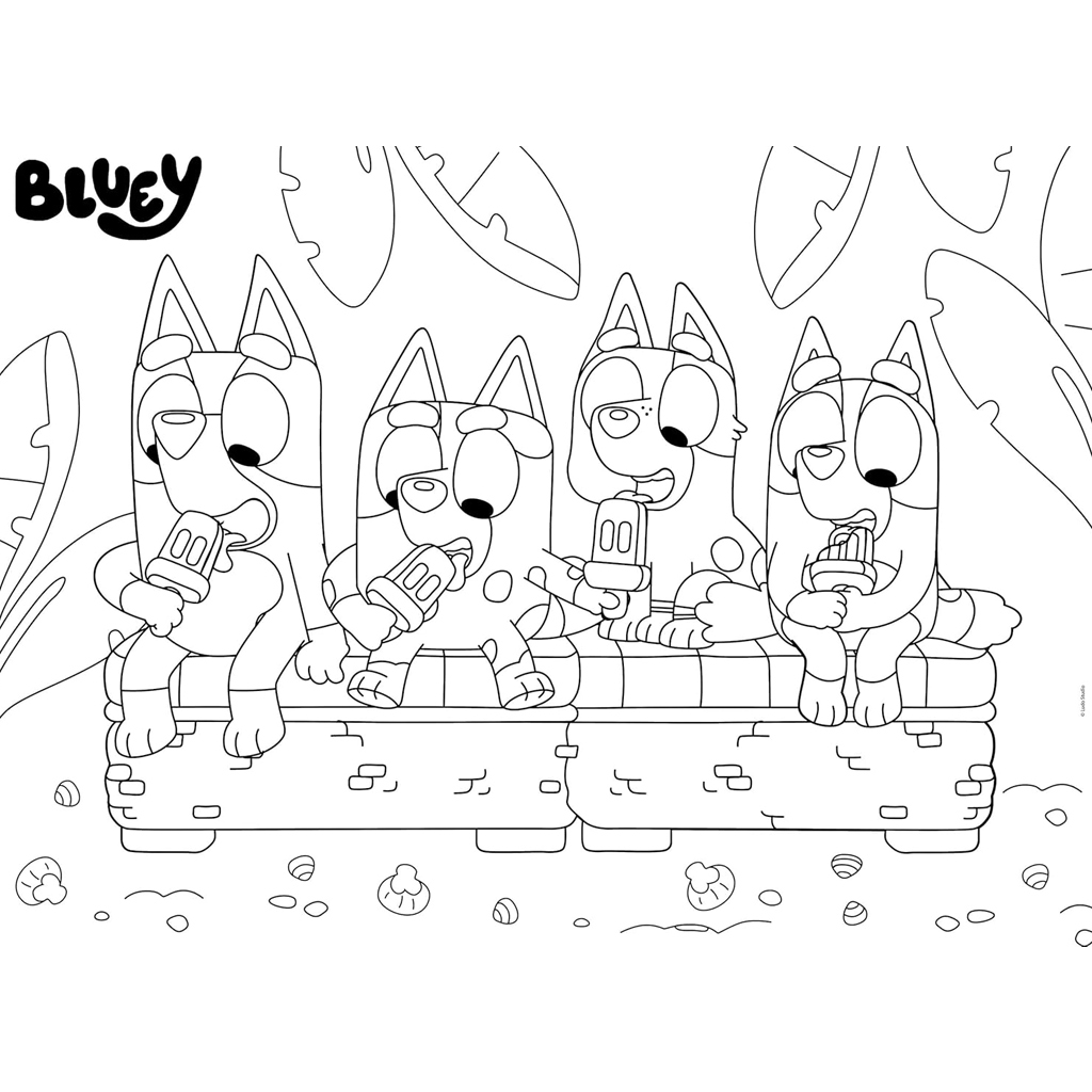 imagen de Bluey de vacaciones 2 en 1 24 piezas Eco maxi puzzle y colorear 70x50cm - Lisciani 3