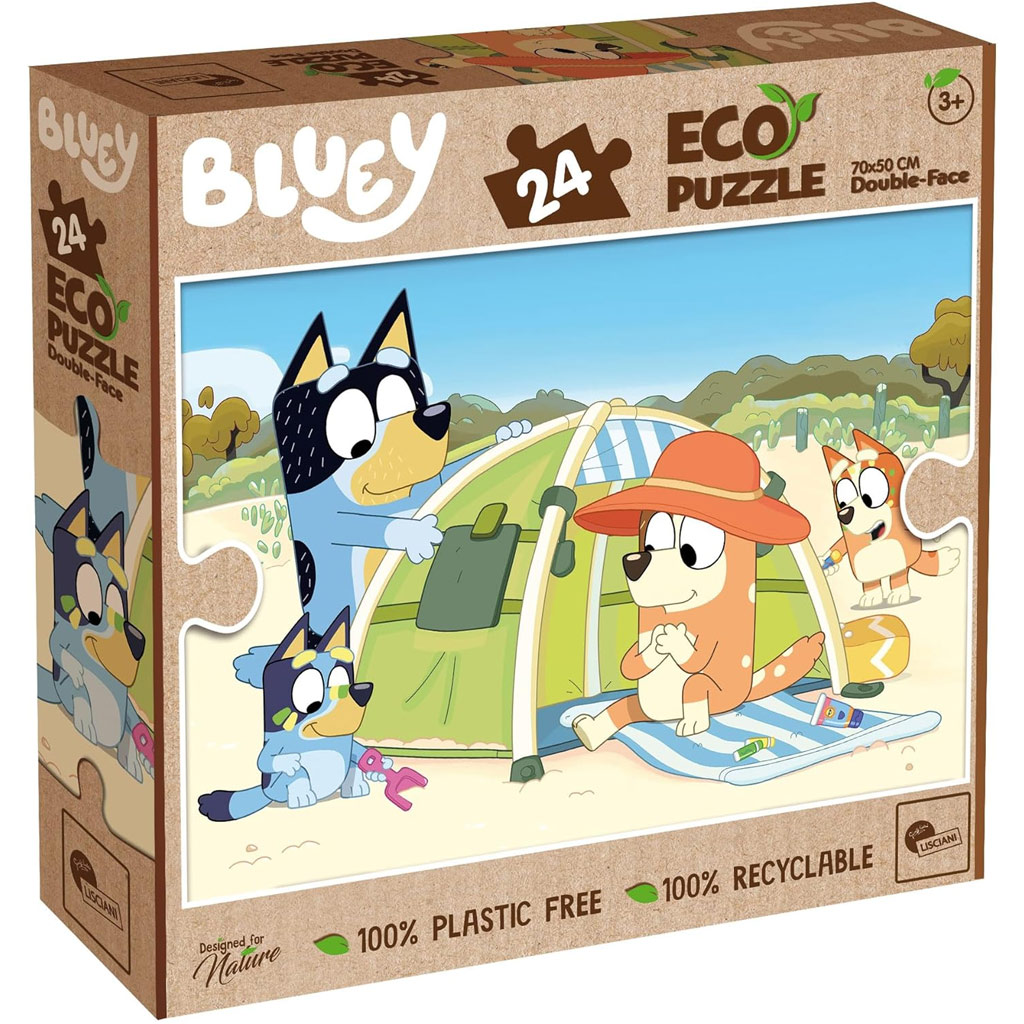 imagen de Bluey de vacaciones 2 en 1 24 piezas Eco maxi puzzle y colorear 70x50cm - Lisciani 1
