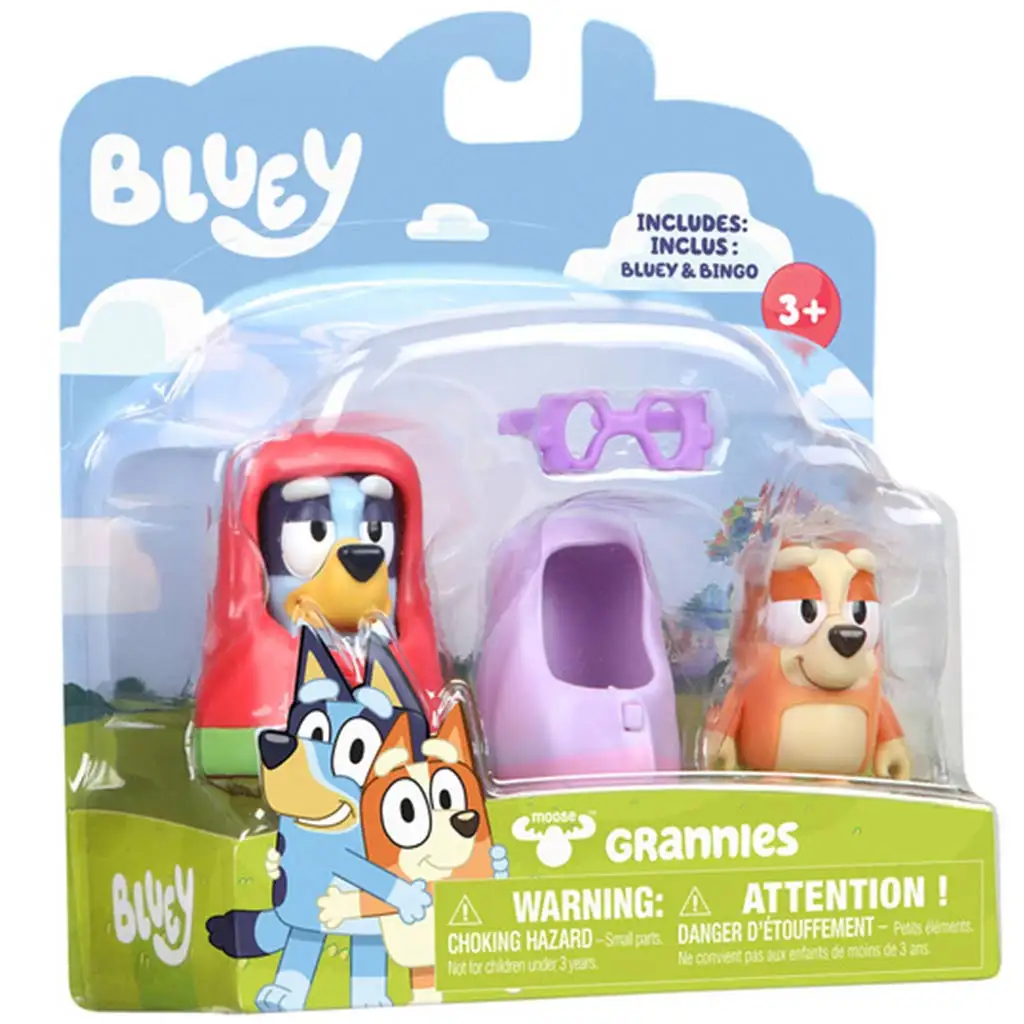 imagen de Bluey: Paquete de figuras de personajes dobles - Abuelo Bluey y Bingo 1
