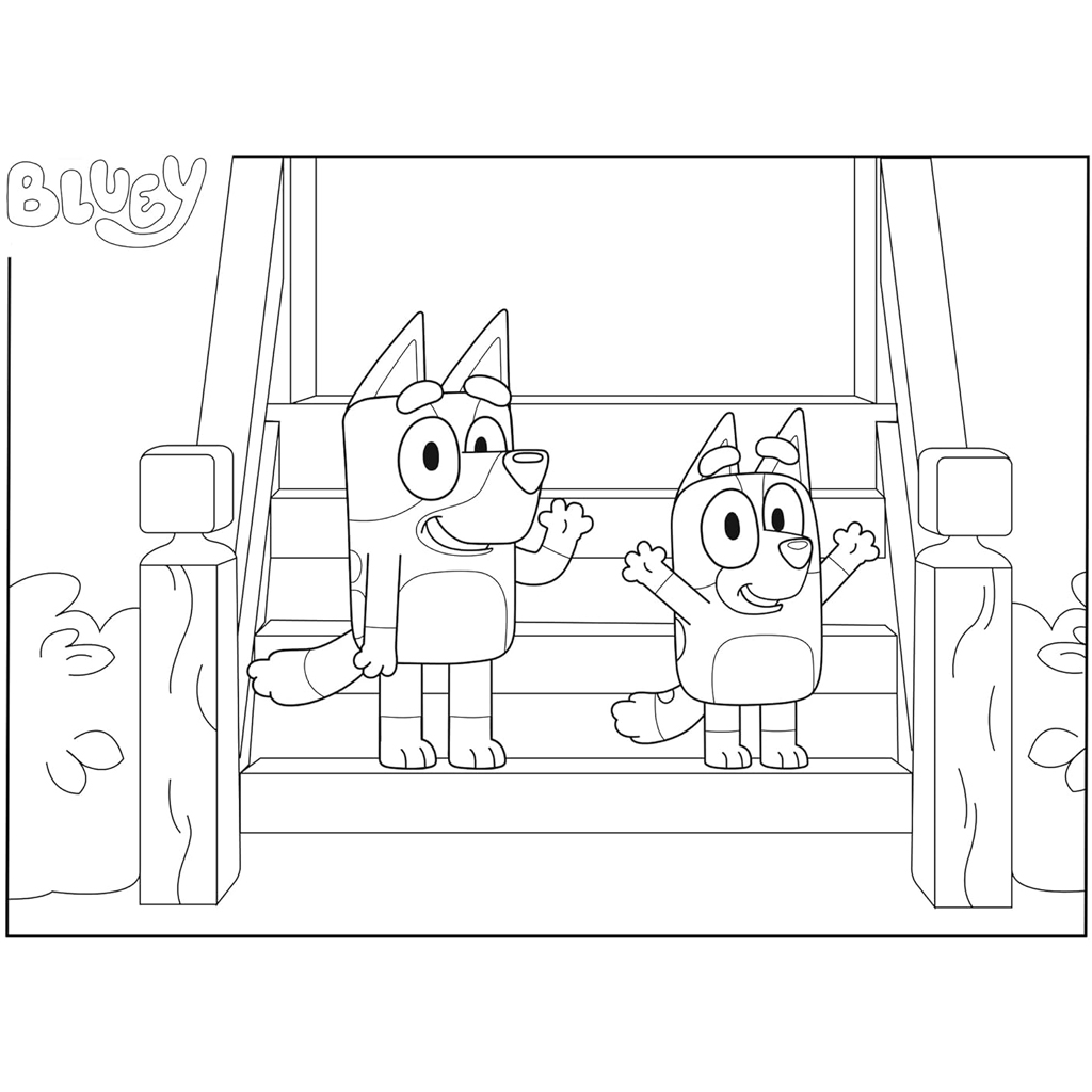 imagen de Bluey perritos en la escalera 2 en 1 48 piezas Eco mini puzzle y colorear 35x25cm - Lisciani 3