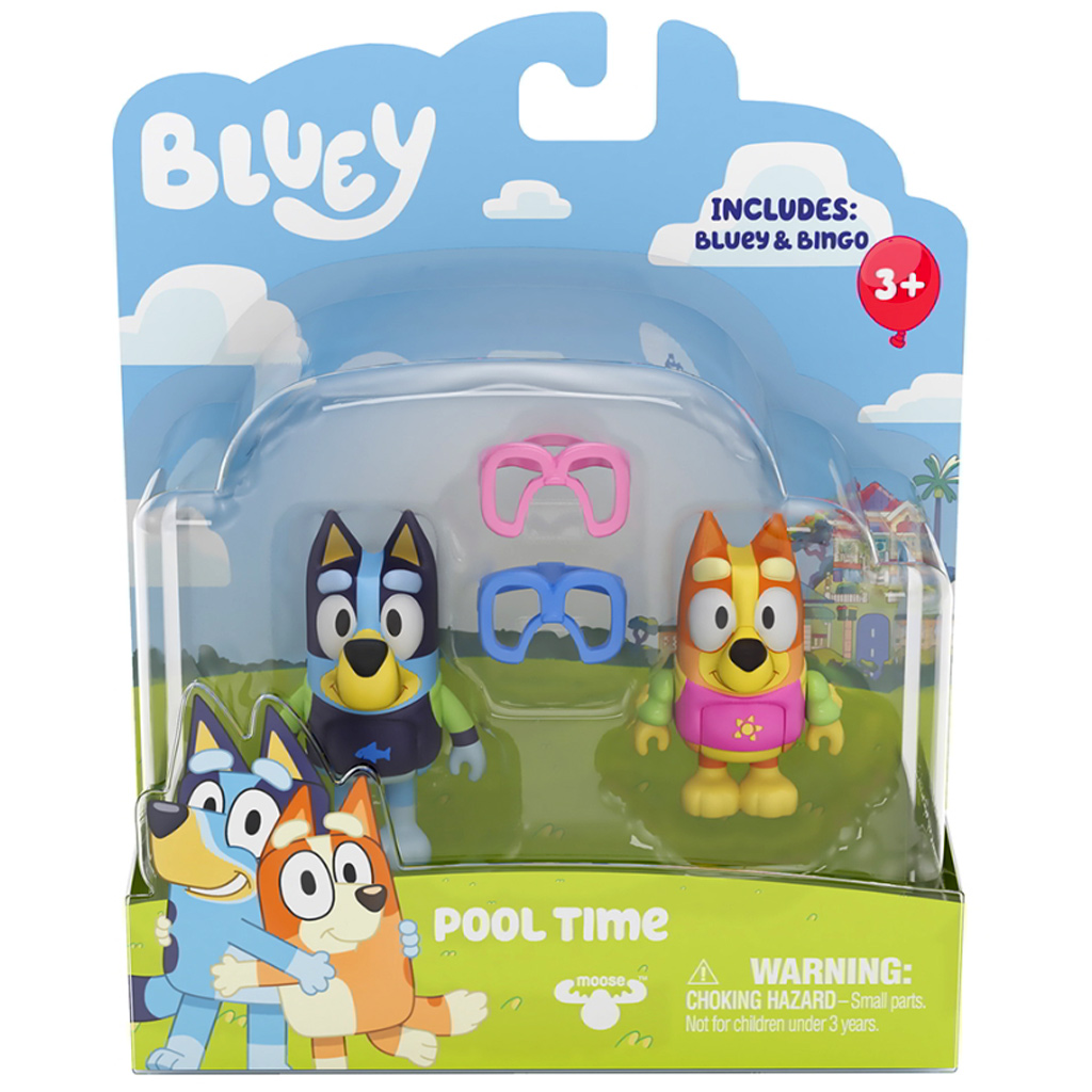 imagen de Bluey: Set de figuras de juego de fiesta en la piscina de Bluey y Chilli 1