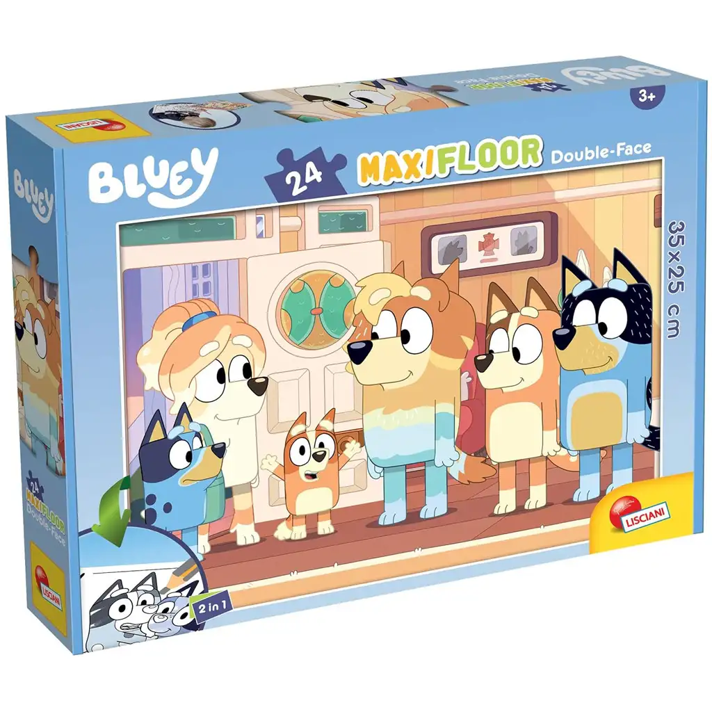 imagen de Bluey y sus amigos 2 en 1 24 piezas maxi puzzle de suelo y libro para colorear 35x25cm - Lisciani 1