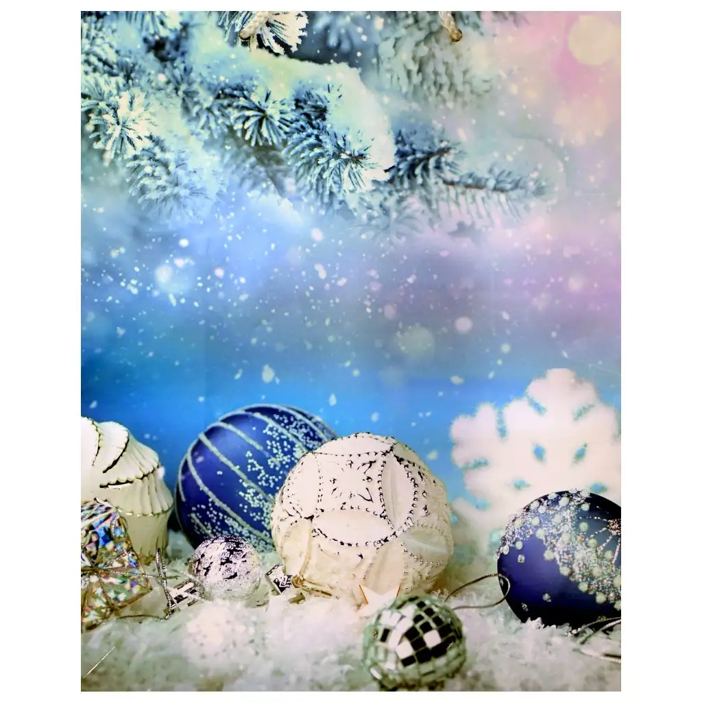 imagen de Bolsa de regalo con diseño de adornos navideños 26x32x12,5cm 1