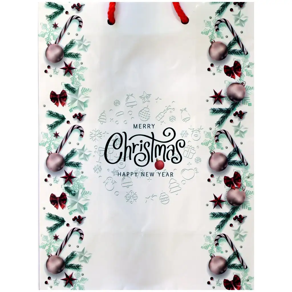 imagen de Bolsa de regalo con diseño de Feliz Navidad 17,5x22,5x9,5cm 1