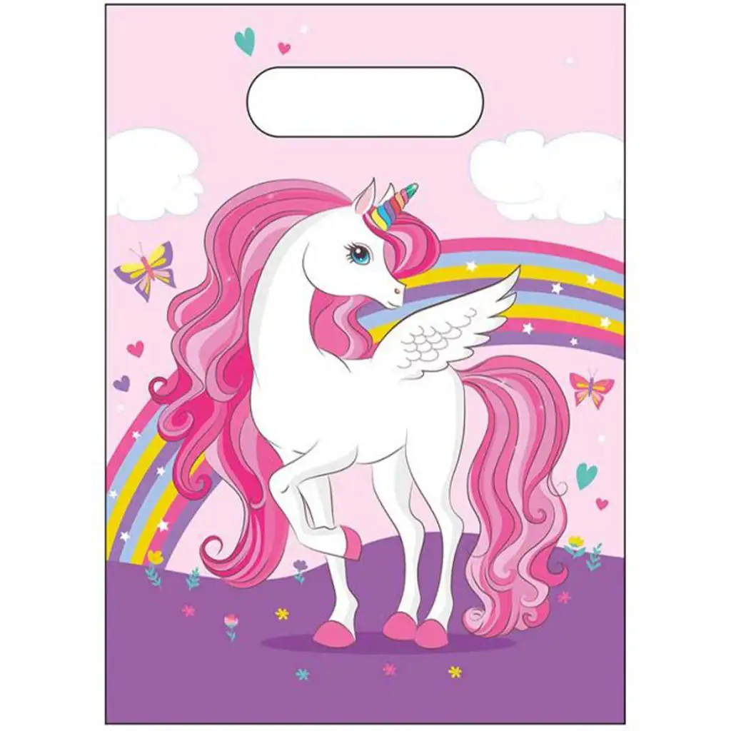 imagen de Bolsa de regalo con estampado de unicornio set de 6 1
