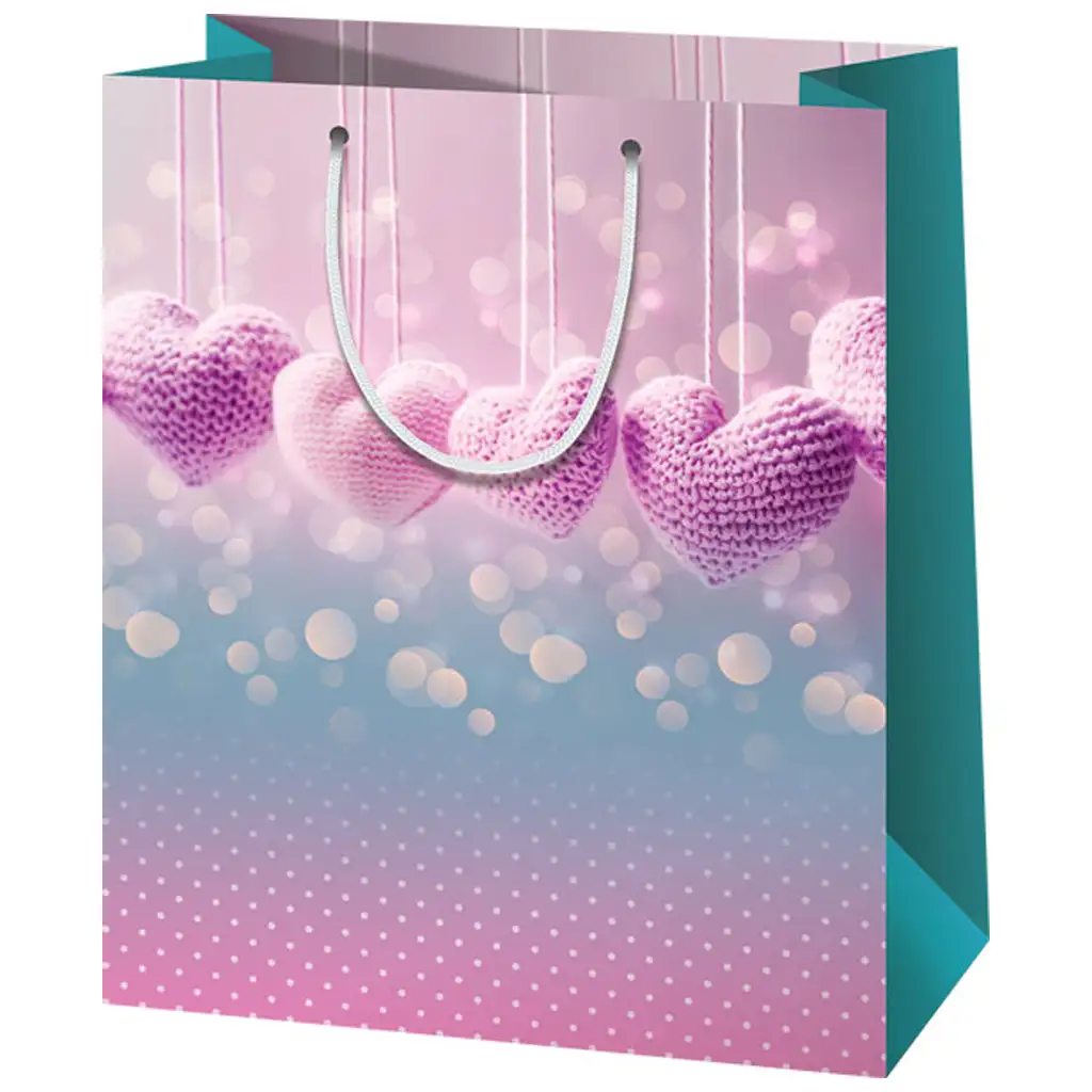 imagen de Bolsa de regalo de corazones de ganchillo de tamaño normal 11x6x14 1