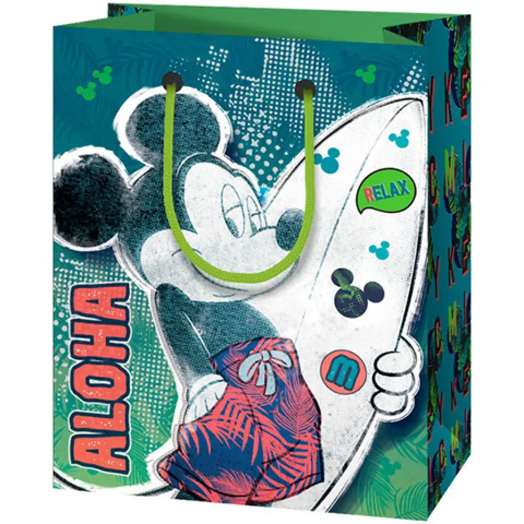 imagen de Bolsa de regalo de Mickey Mouse Surf de tamaño mediano 14x11x6cm 1