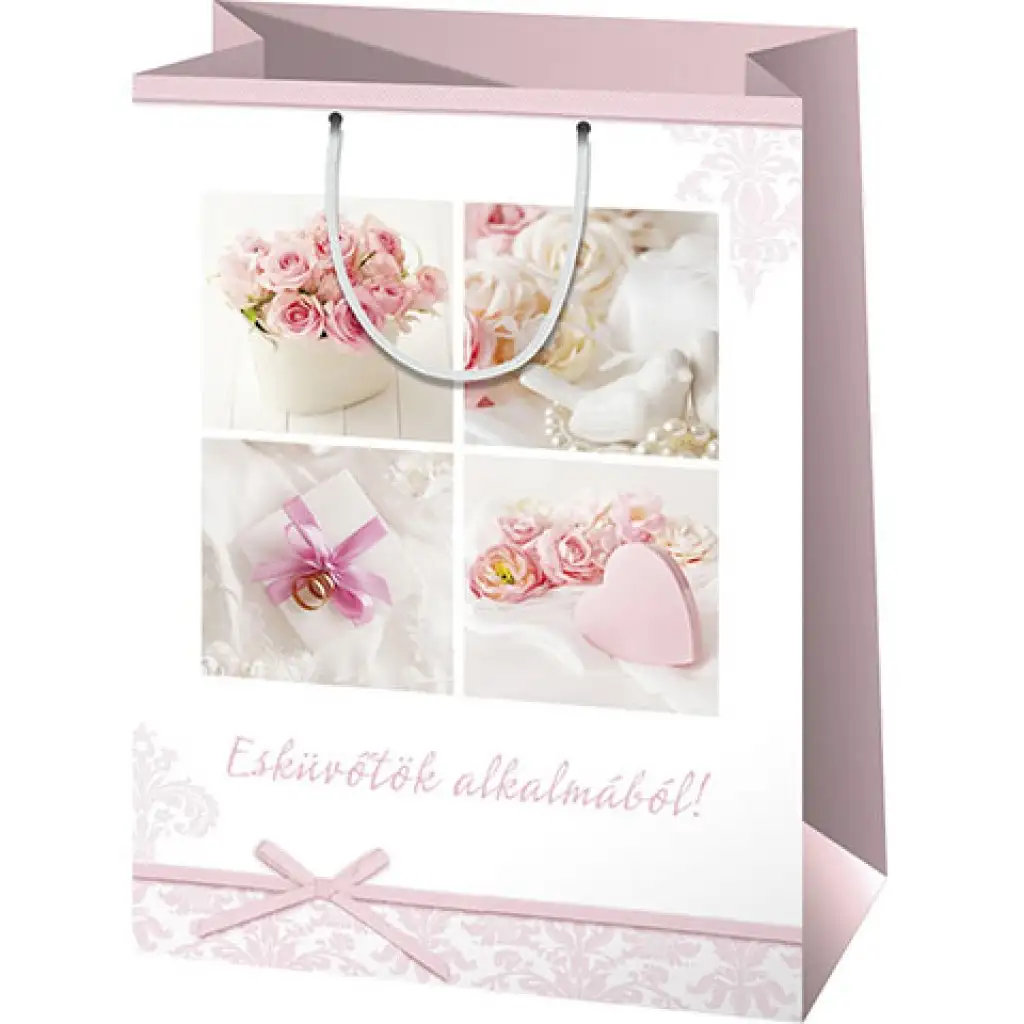 imagen de Bolsa de regalo de tamaño gigante decorada con un diseño de boda y un texto 33x15x44cm 1