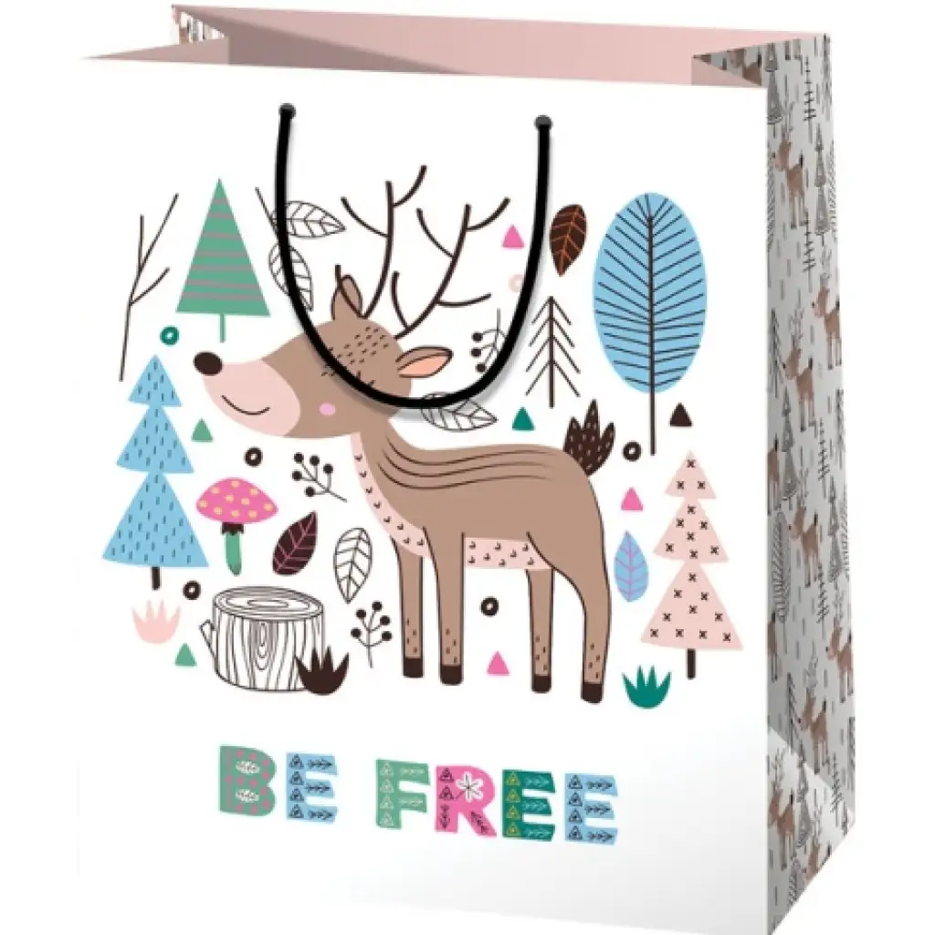 imagen de Bolsa de regalo de tamaño normal con diseño de ciervo Be Free 11x6x14cm 1