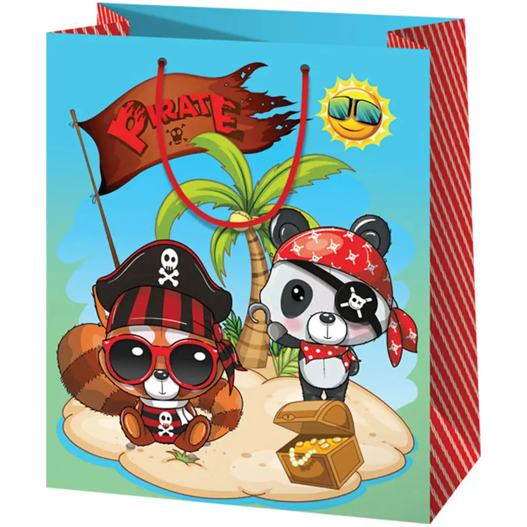 imagen de Bolsa de regalo exclusiva de piratas animales de tamaño normal 11x6x14cm 1
