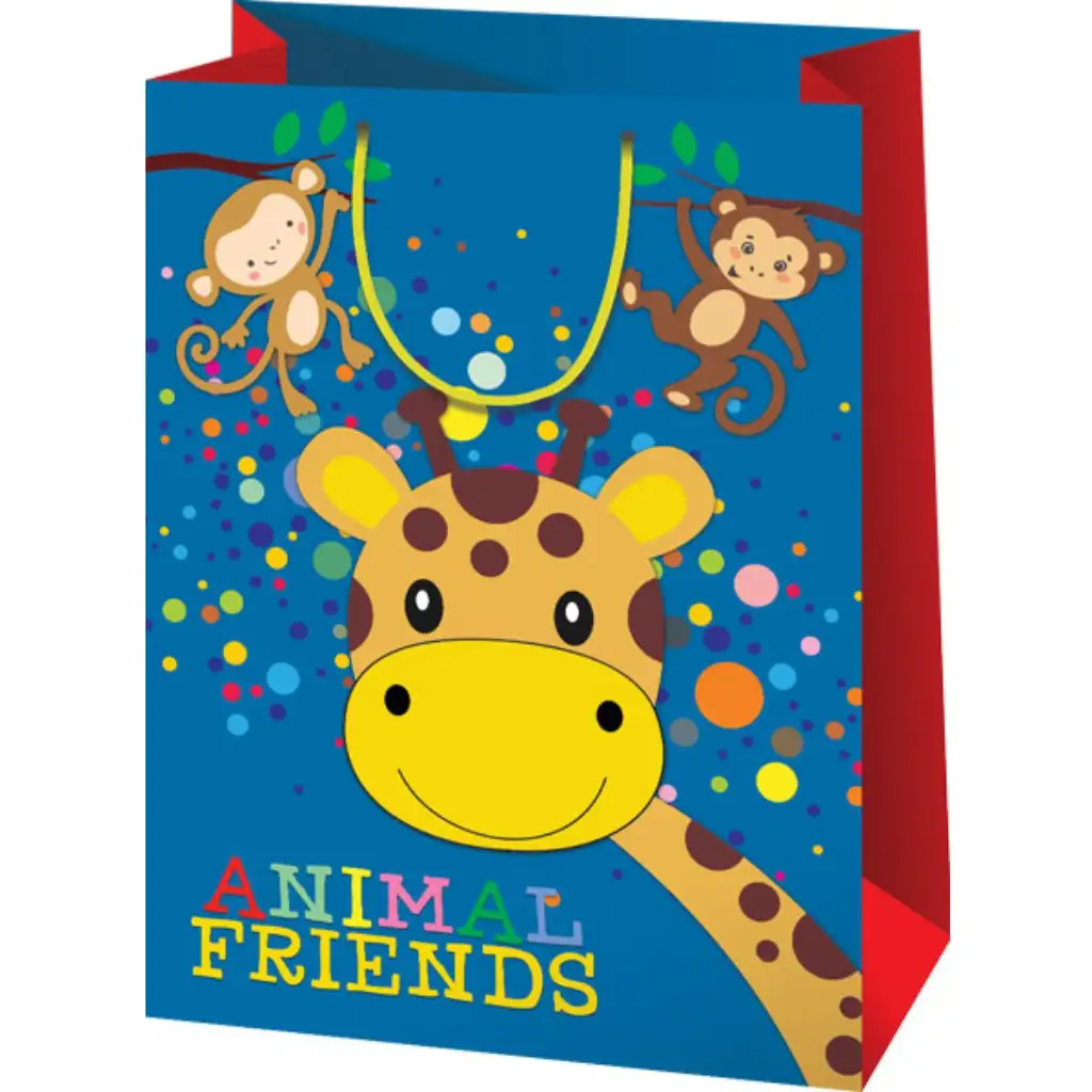 imagen de Bolsa de regalo gigante con estampado de amigos animales 44,5x33x15cm 1