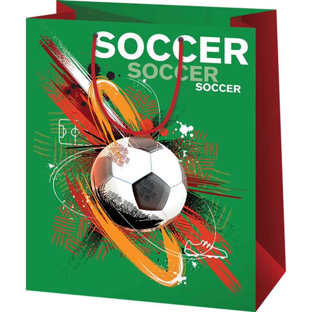 imagen de Bolsa de regalo gigante con estampado de balón de fútbol 33x15x44,5cm 1
