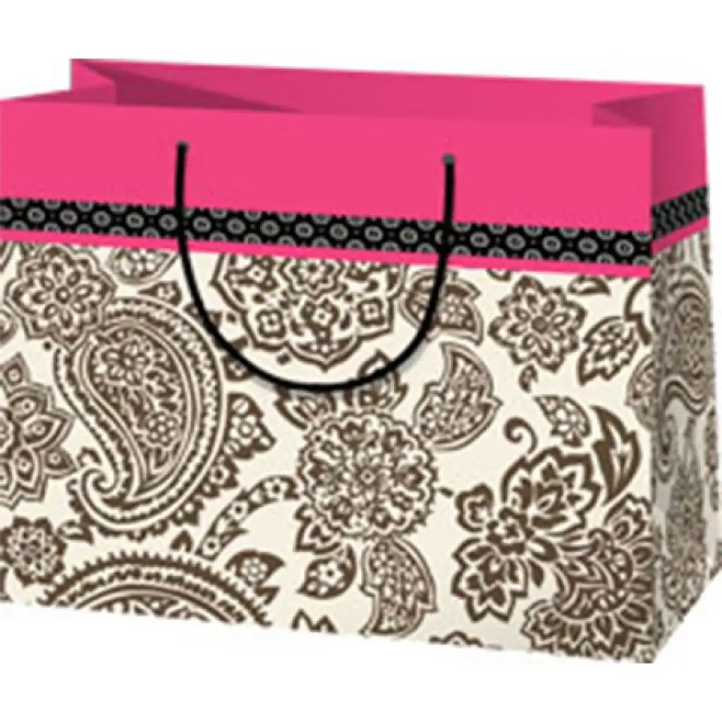 imagen de Bolsa de regalo grande con borde rosa 27x14x33cm 1