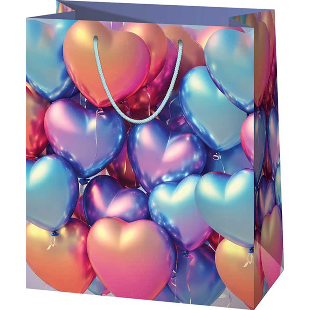 imagen de Bolsa de regalo grande con diseño de corazones 26x13x33cm 1