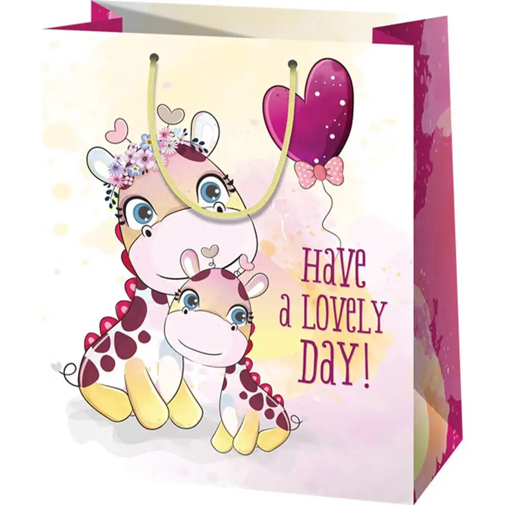 imagen de Bolsa de regalo grande con estampado de jirafa 27x14x33cm 1
