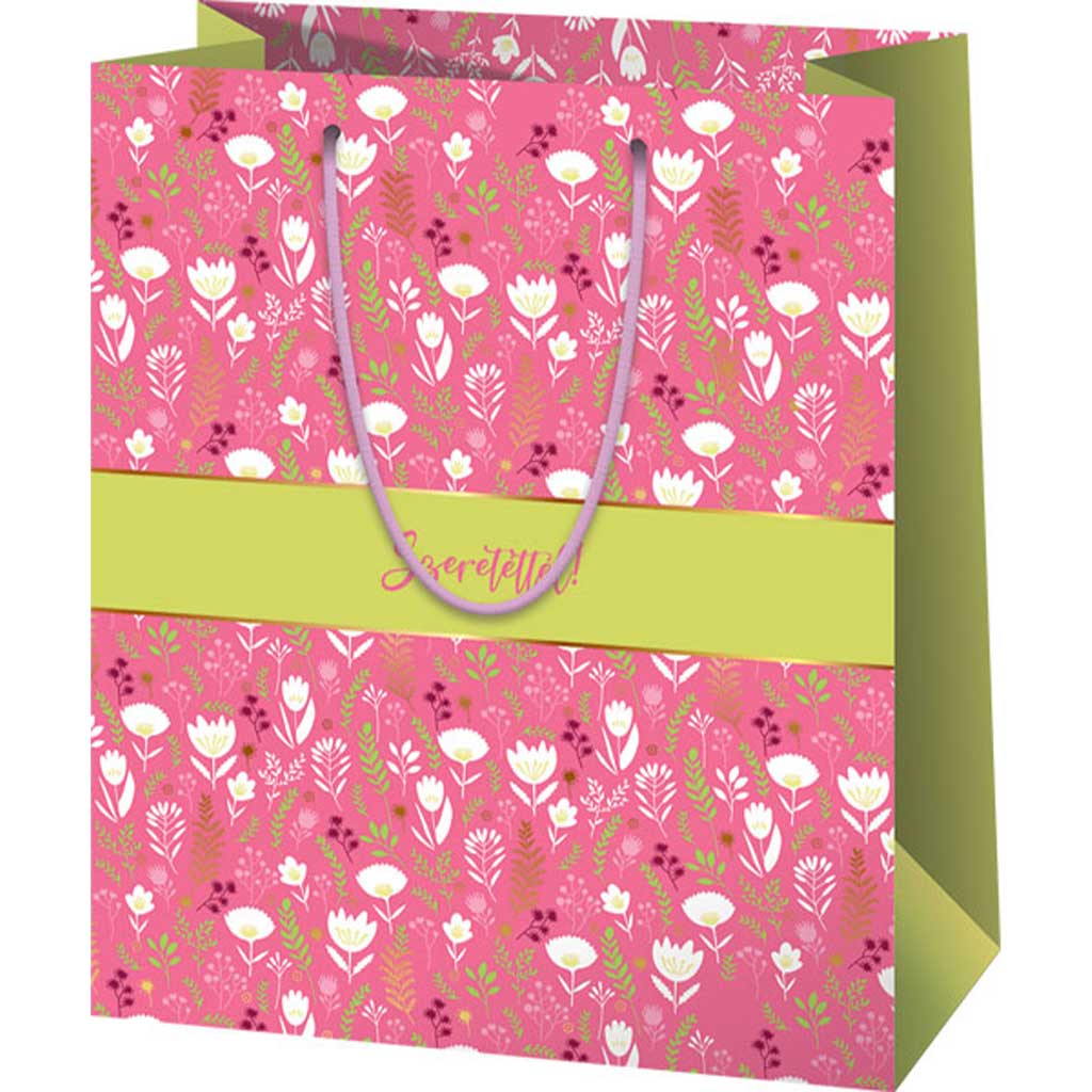imagen de Bolsa de regalo grande rosa con la inscripción 'Con cariño' 26x13x33cm 1