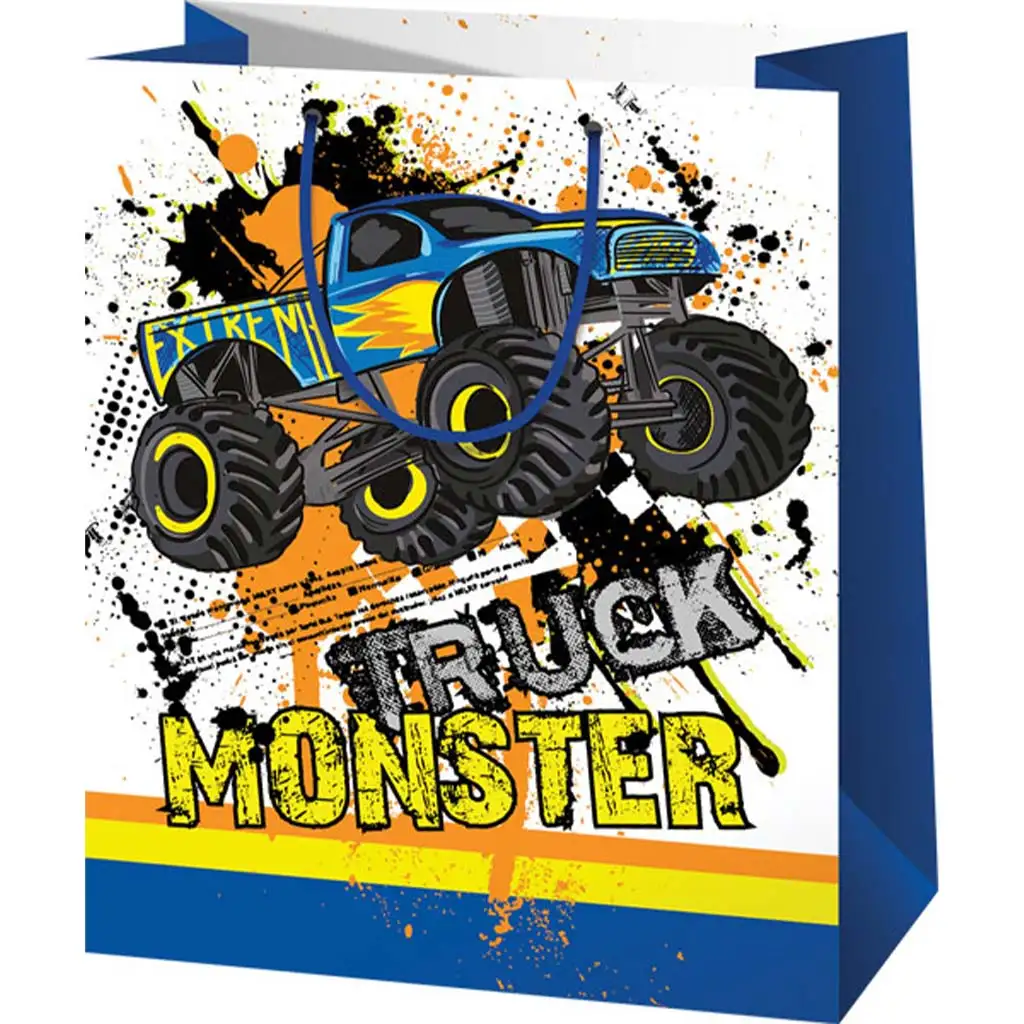 imagen de Bolsa de regalo mediana con diseño de Monster Truck 18x10x23cm 1