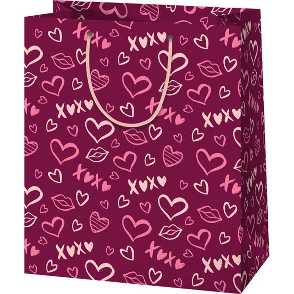 imagen de Bolsa de regalo mediana con estampado de corazones 18x23x10cm 1