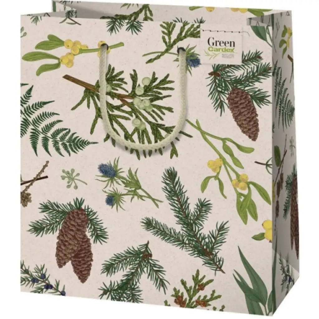 imagen de Bolsa de regalo premium de tamaño mediano con diseño de plantas 18x23x10cm 1