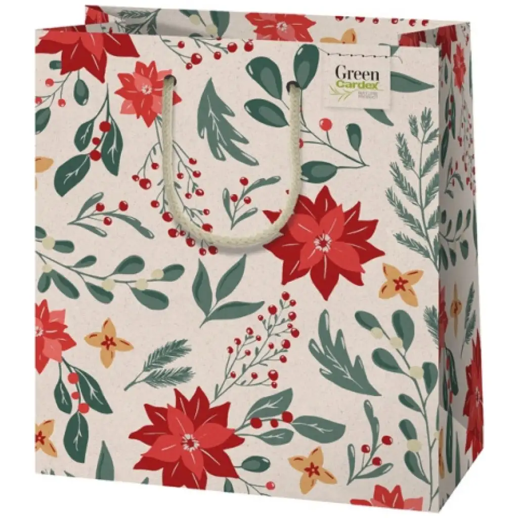 imagen de Bolsa de regalo premium de tamaño mediano con estampado de flores 18x23x10cm 1