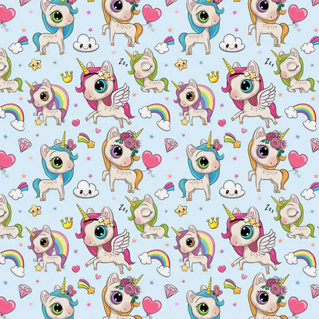 imagen de Bonito papel de regalo con diseño de unicornio 100x70cm 1
