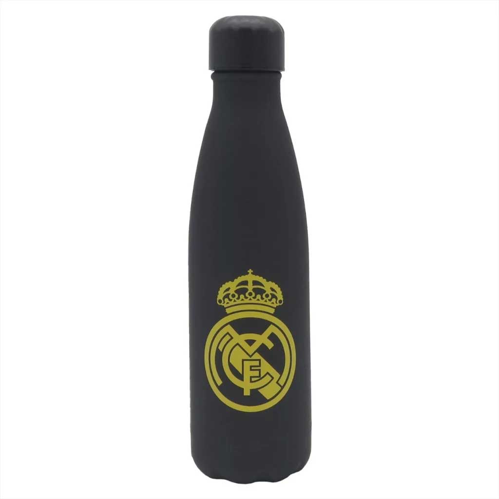 imagen de Botella de acero inoxidable de doble pared negra y dorada del Real Madrid de 500 ml 1
