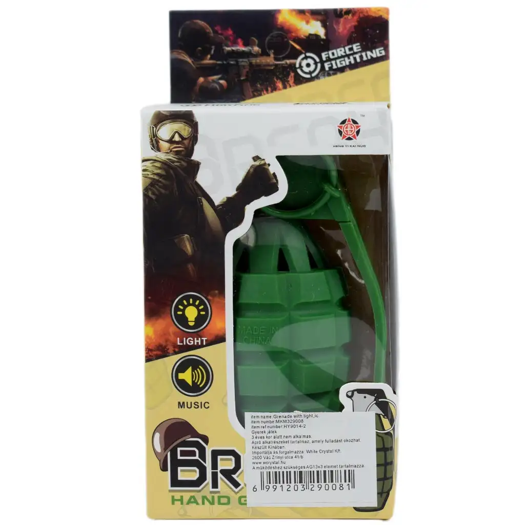 imagen de Breah: Juguete granada de mano en color verde con luz y sonido 11cm 5