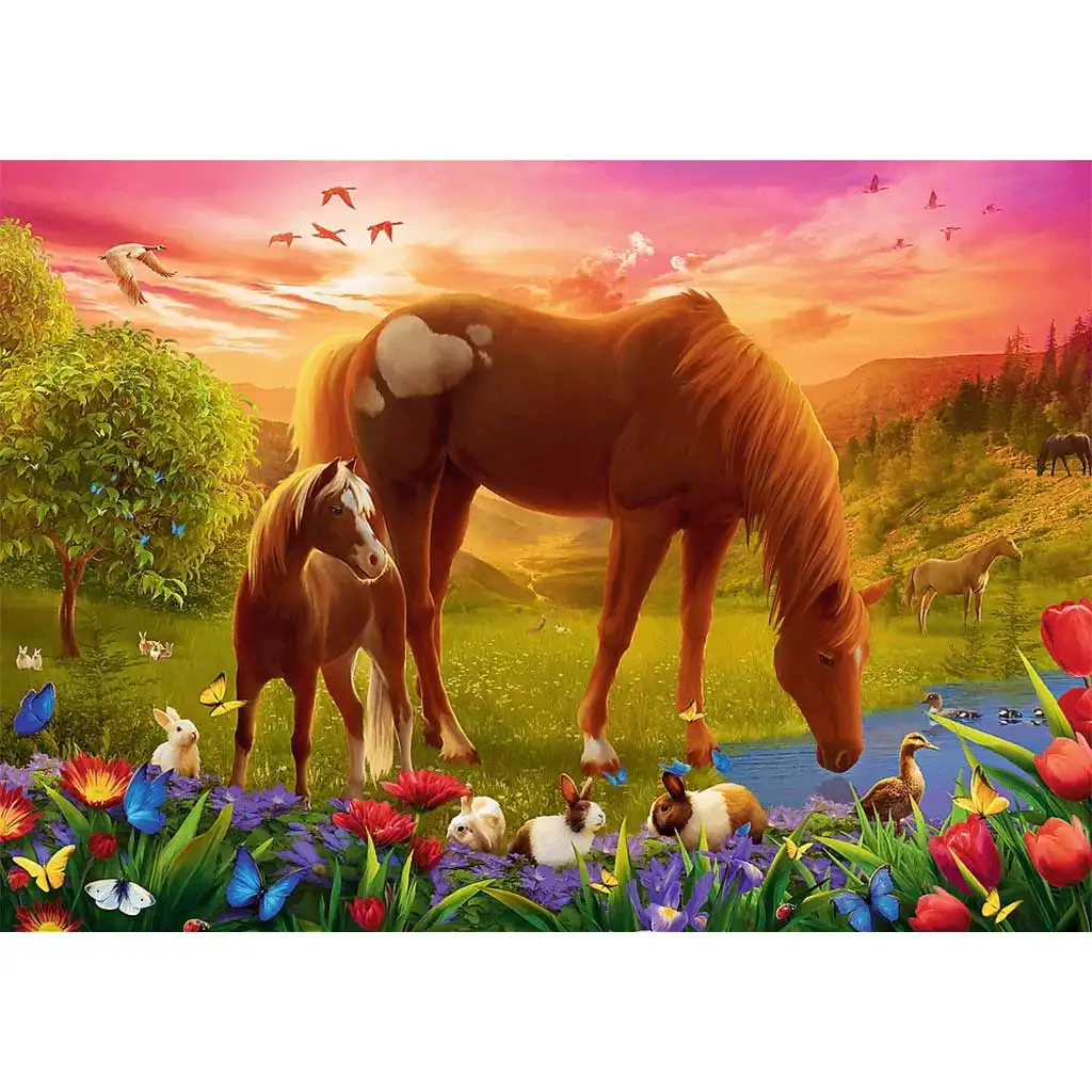 imagen de Caballos en el prado puzzle de 500 piezas - Trefl 2