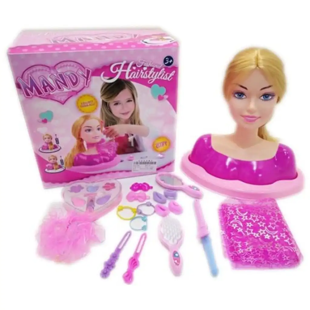 imagen de Cabeza de muñeca Mandy HairStylist para peinar y maquillar 1