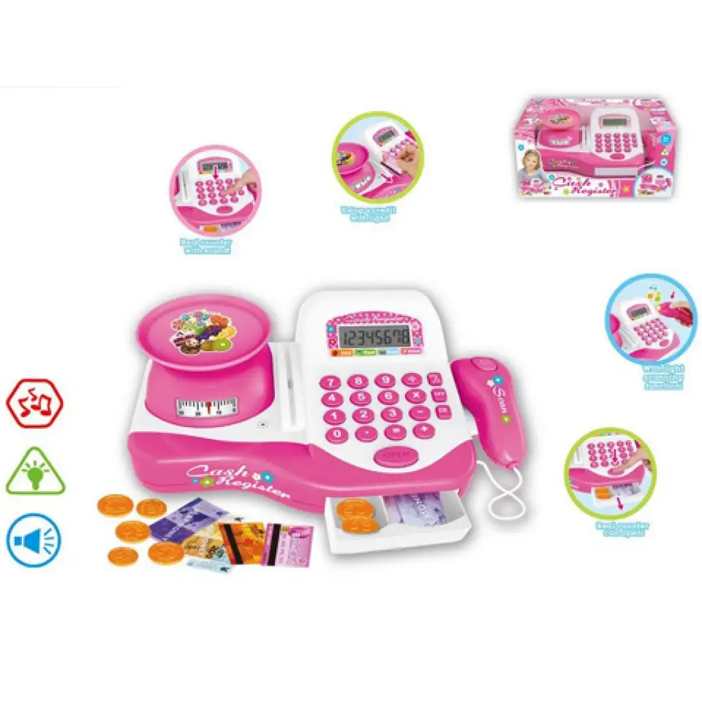 imagen de Caja registradora eléctrica en color rosa, con balanza y accesorios 1