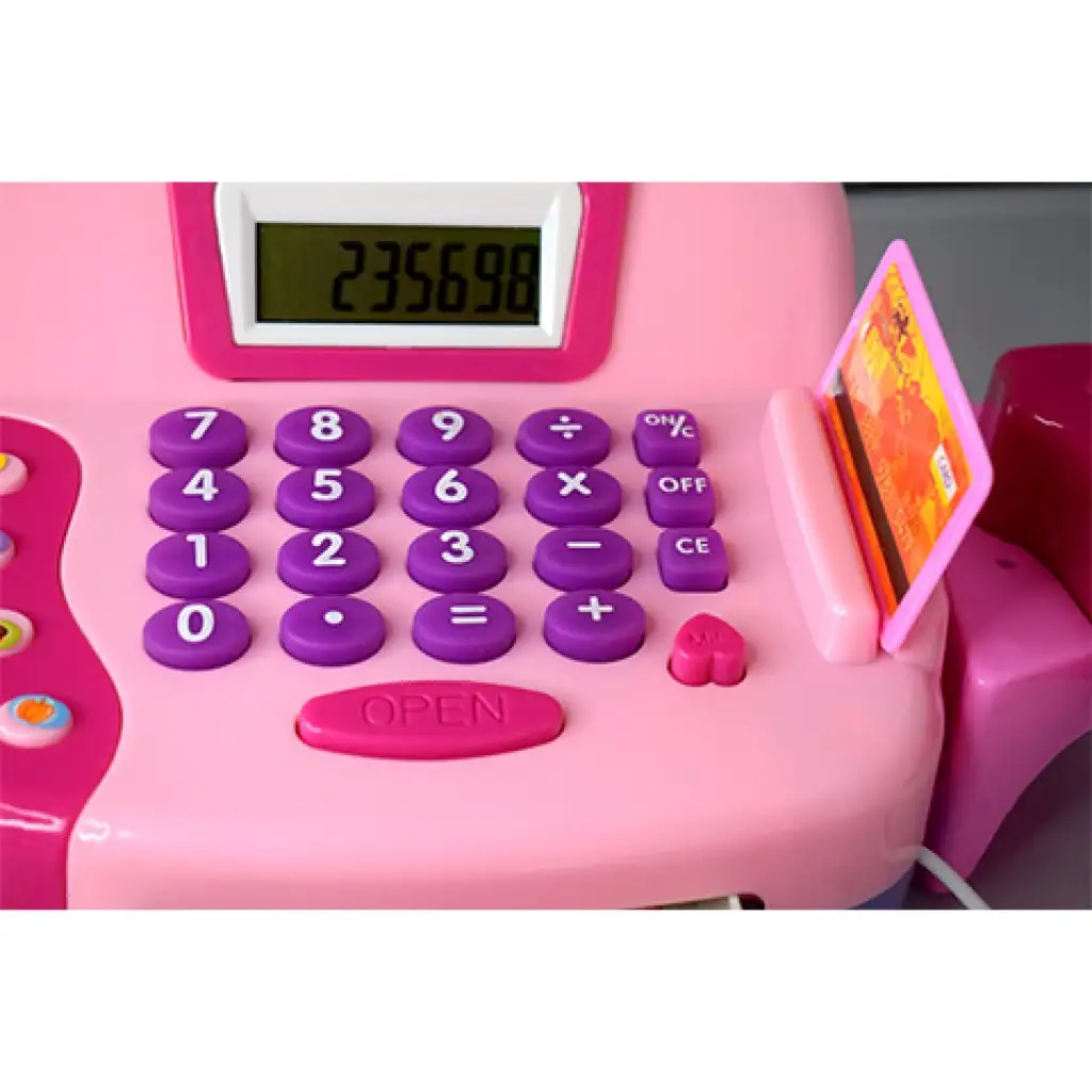 imagen de Caja registradora eléctrica rosa con micrófono, dinero de juguete y sonido 3