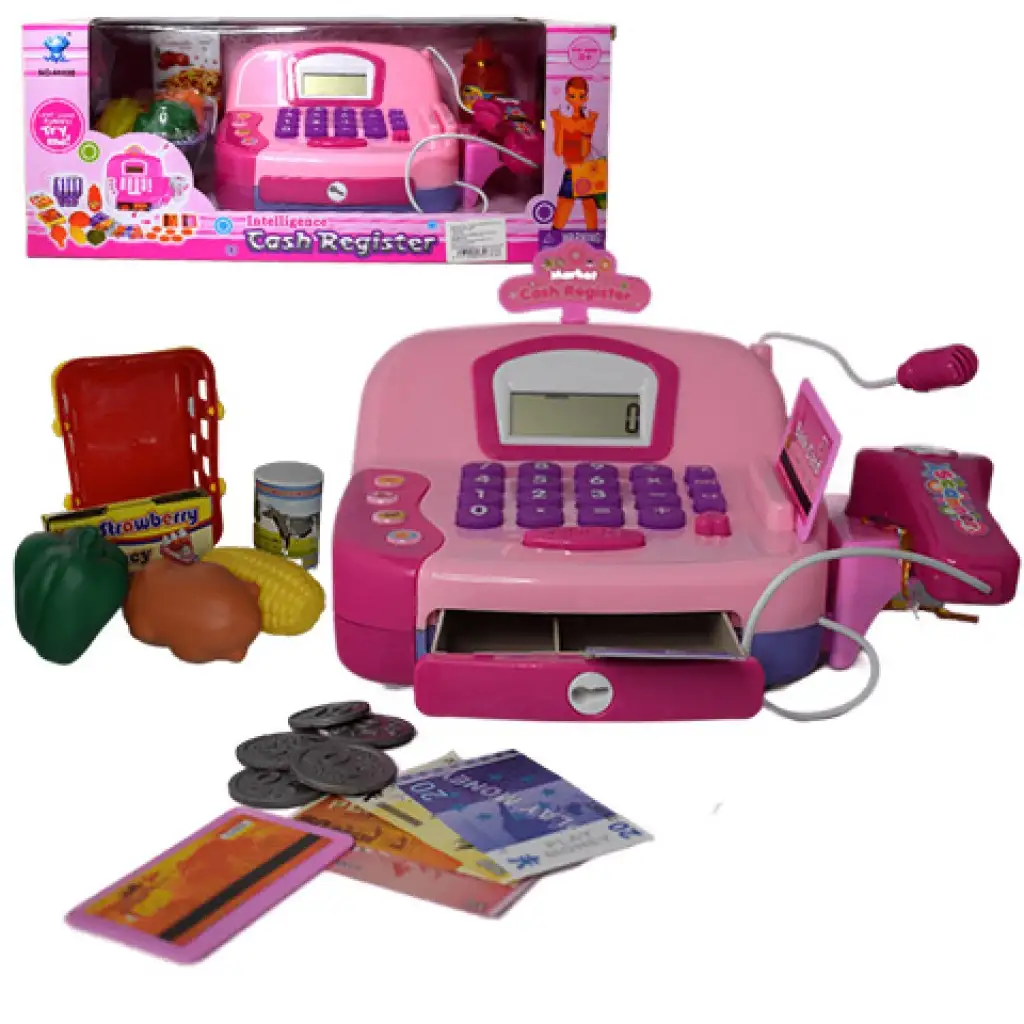 imagen de Caja registradora eléctrica rosa con micrófono, dinero de juguete y sonido 1