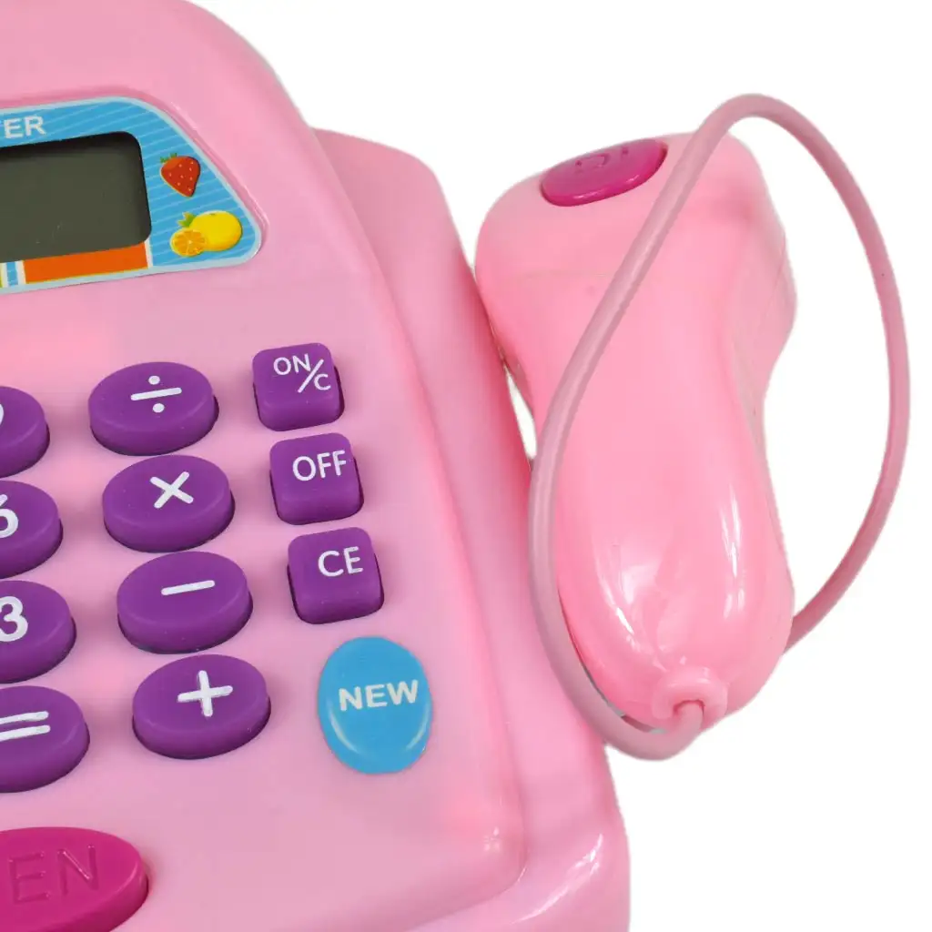 imagen de Caja registradora electrónica rosa con luz y sonido, con dinero de juguete 25x14cm 5