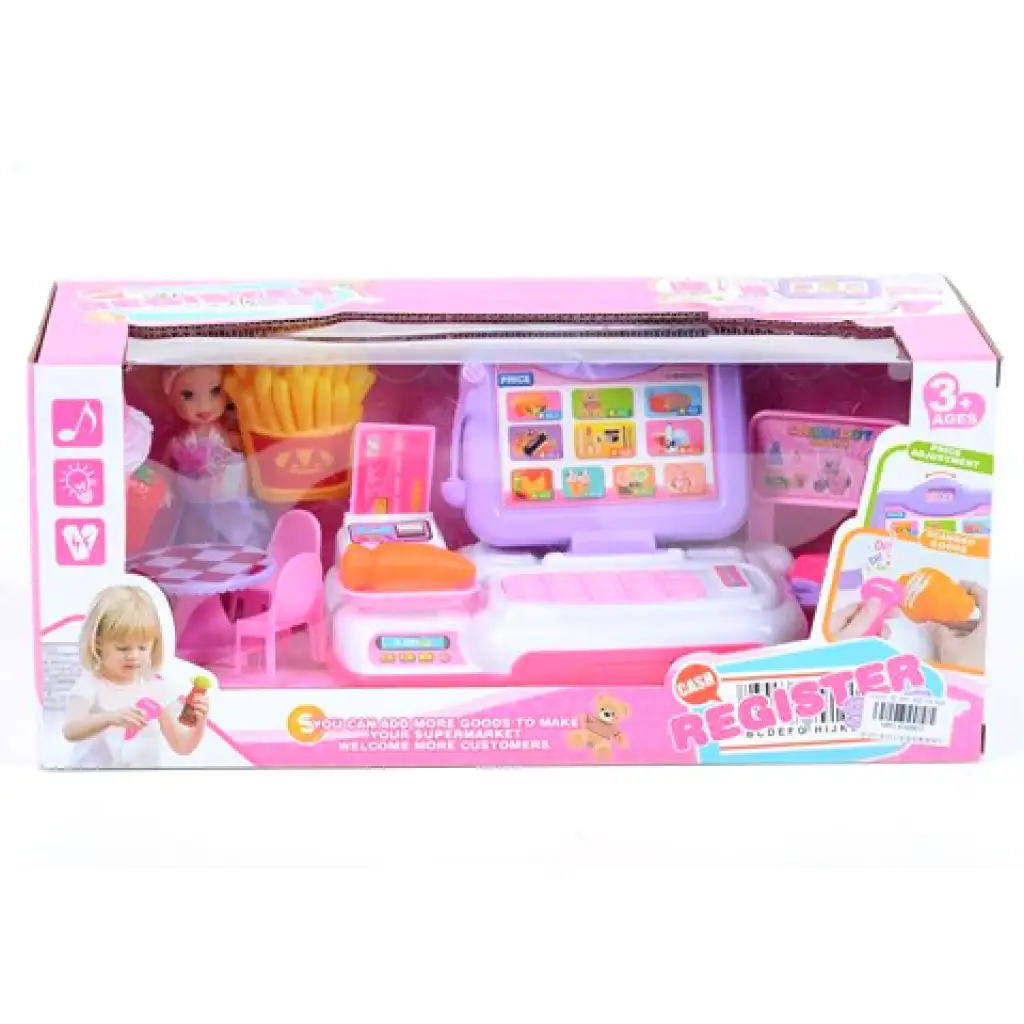 imagen de Caja registradora lila-rosa con accesorios, luz y sonido 1