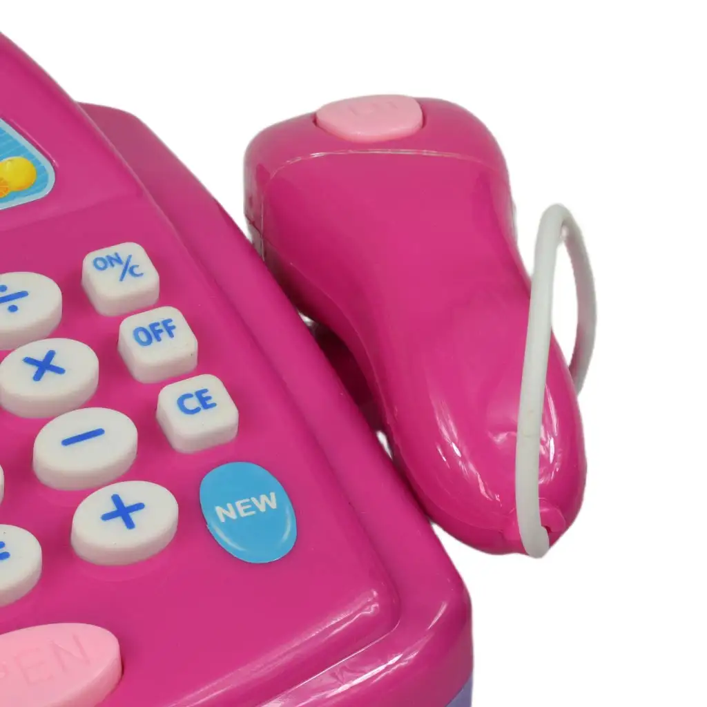imagen de Caja registradora rosa con luz y sonido, accesorios y dinero de juguete 24cm 5