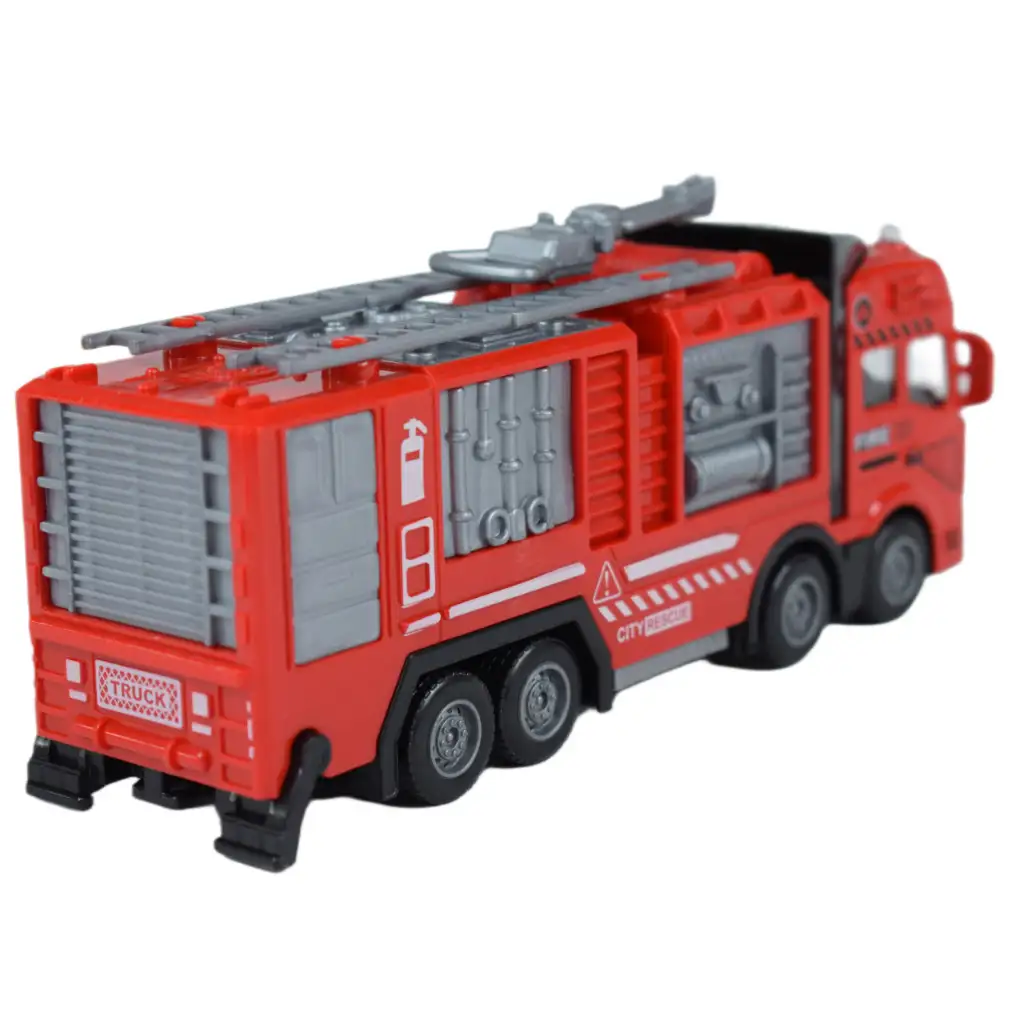 imagen de Camión de Bomberos: Camión de bomberos de metal con ruedas de resorte de 20 cm 5
