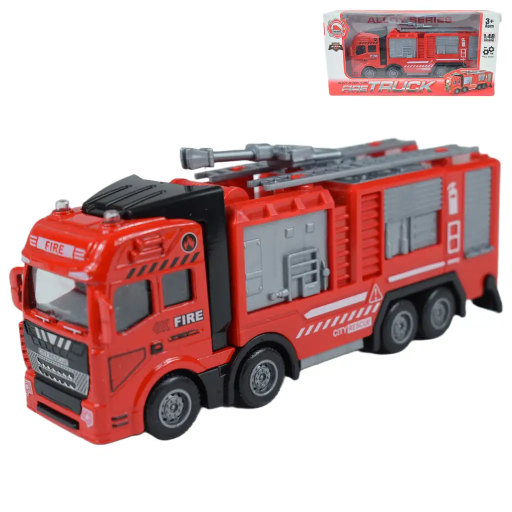 imagen de Camión de Bomberos: Camión de bomberos de metal con ruedas de resorte de 20 cm 1