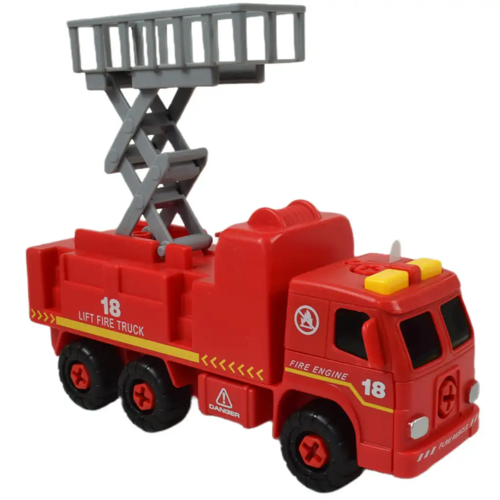 imagen de Camión de Bomberos: Camión de bomberos desmontable con herramientas y sonido 20cm 3