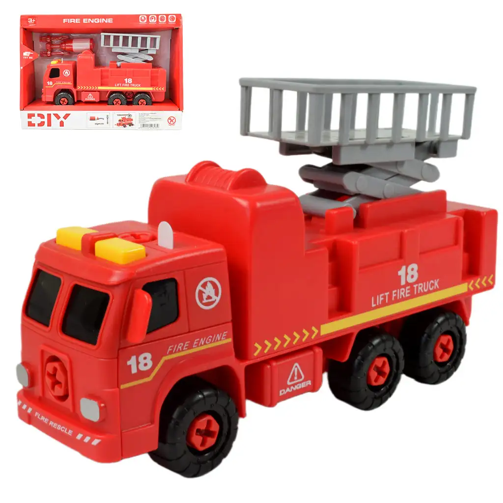 imagen de Camión de Bomberos: Camión de bomberos desmontable con herramientas y sonido 20cm 1