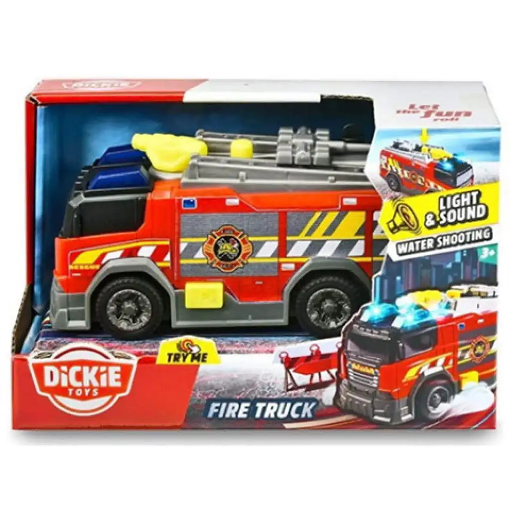 imagen de Camión de bomberos con manguera, luz y sonido 15cm - Dickie Toys 1